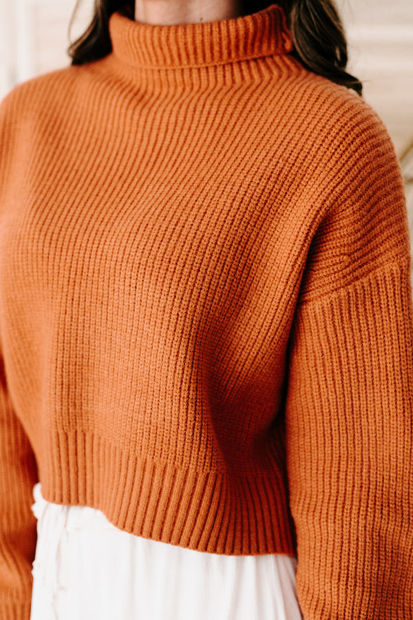 Francesca Cropped Mock Neck Sweater (Butterscotch) - NanaMacs