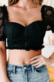 Most Likely To Crush Padded Lace Crop Top (Black) - NanaMacs