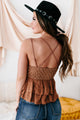 Up The Appeal Tiered Crochet Lace Tank Top (Caramel) - NanaMacs