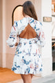 Skylinn Chiffon Floral Open-Back Dress (Off White) - NanaMacs