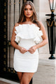 Sweet Stunner Strapless Ruffled Mini Dress (White) - NanaMacs