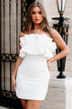 Sweet Stunner Strapless Ruffled Mini Dress (White) - NanaMacs
