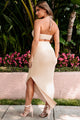 Weekend Highlight Ribbed Cut-Out Halter Maxi Dress (Seashell) - NanaMacs