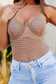 Instant Icon Studded Mesh Bodysuit (Taupe) - NanaMacs