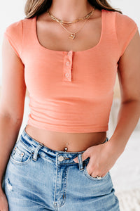 Wayward Soul Snap Button Crop Top (Grapefruit) - NanaMacs