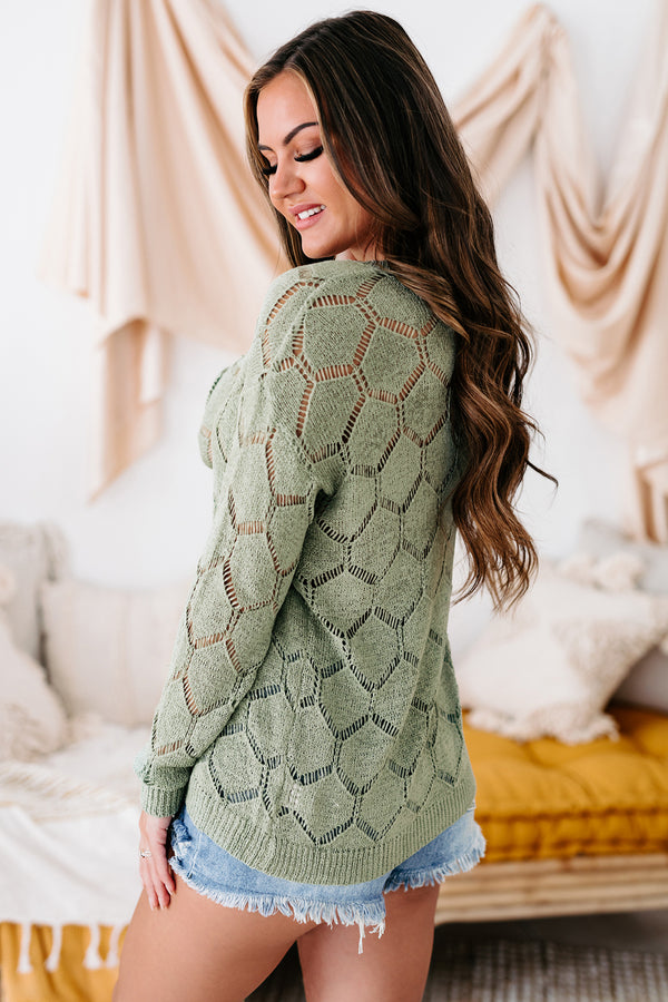 Lauralei Geometric Knit Sweater (Sage) - NanaMacs