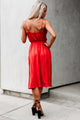 Maribel Striped Satin Cowl Neck Midi Dress (Red) - NanaMacs