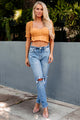 Most Likely To Crush Padded Lace Crop Top (Mustard) - NanaMacs