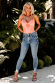 Always Honest Just Panmaco Mid-Rise Distressed Hem Skinny Jeans (Medium Denim) - NanaMacs