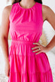 Southern Soul Tiered Cut-Out Midi Dress (Hot Pink) - NanaMacs