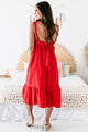 Summer Sway Tie Back Midi Dress (Red) - NanaMacs