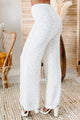 Inhale Happiness High Waisted Printed Pants (Off White/Powder Blue) - NanaMacs