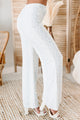 Inhale Happiness High Waisted Printed Pants (Off White/Powder Blue) - NanaMacs