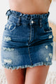 Miley Ruffle Waist Distressed Denim Skirt (Light Denim) - NanaMacs