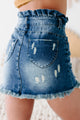 Miley Ruffle Waist Distressed Denim Skirt (Light Denim) - NanaMacs