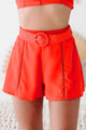 Hearts On Fire Solid Crop Top & Shorts Set (Red) - NanaMacs