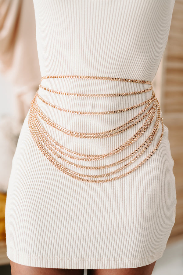 Flair For The Dramatic Draped Multi-Chain Belt (Rose Gold) - NanaMacs