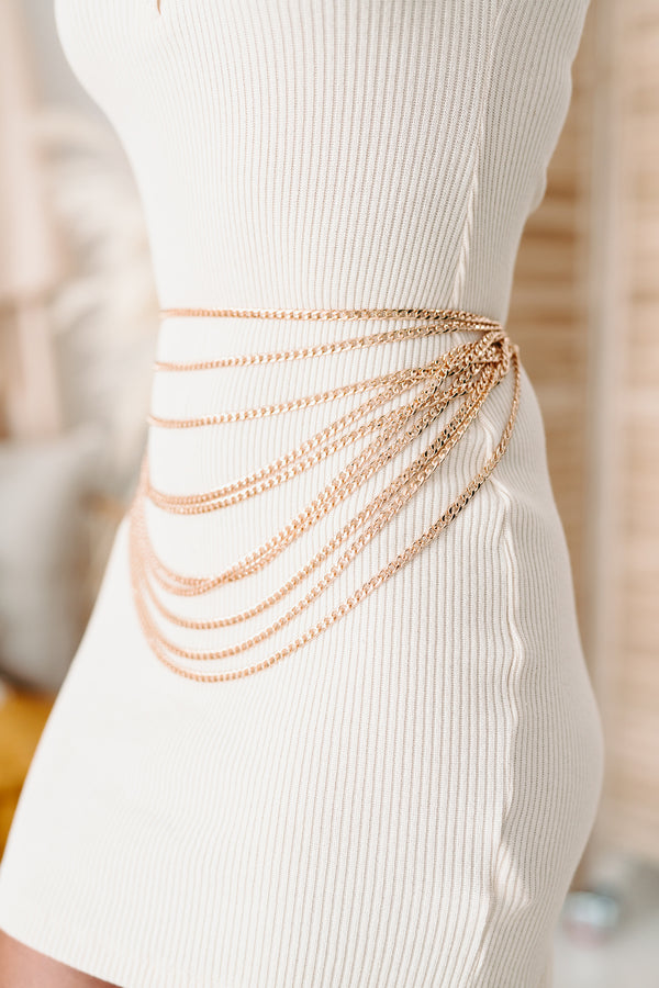 Flair For The Dramatic Draped Multi-Chain Belt (Rose Gold) - NanaMacs