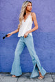 Lynlee High Rise Side Slit Flare Jeans (Denim) - NanaMacs