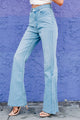 Lynlee High Rise Side Slit Flare Jeans (Denim) - NanaMacs