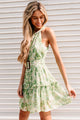 Simply Supreme Button-Front Belted Mini Dress (Green Leaf) - NanaMacs