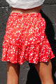 Daisy Dear High Rise Ruffled Floral Print Shorts (Red) - NanaMacs