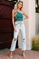 Different From The Rest One Shoulder Crop Top (Vintage Jade) - NanaMacs