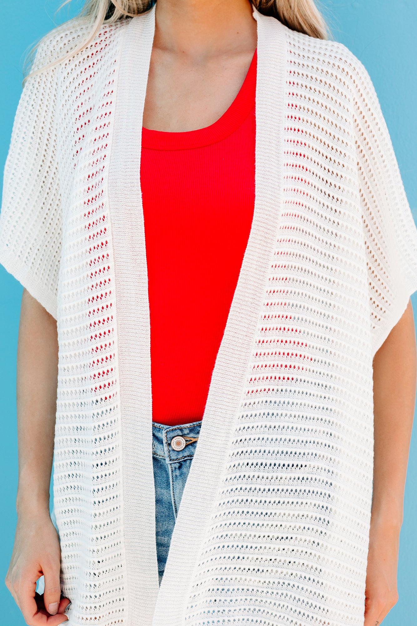Resort Report Textured Knit Kimono Cardigan (Ivory) - NanaMacs