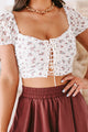 Feeling Complete Floral Lace-Up Crop Top (Off White) - NanaMacs