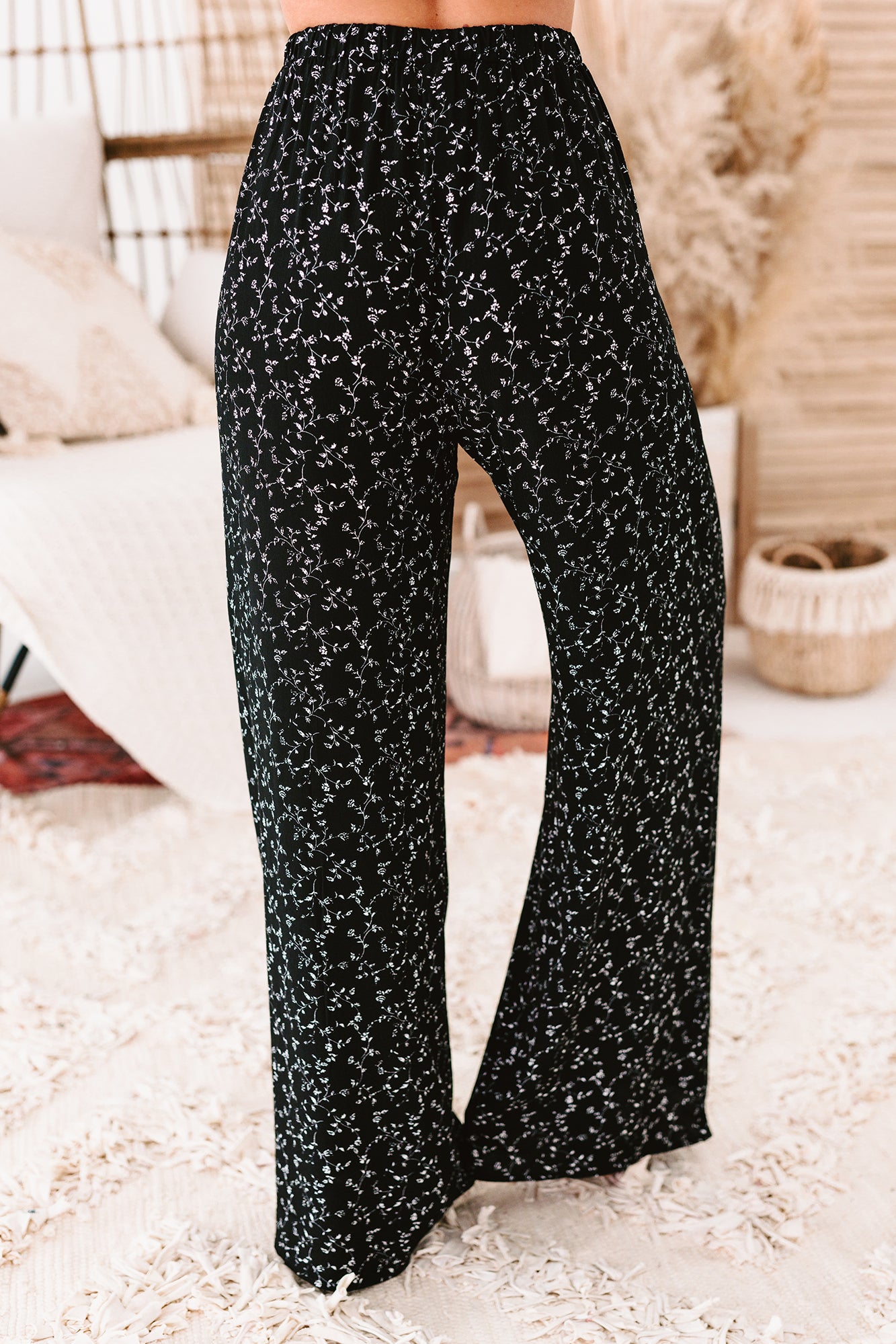 Completely Captivated Floral Wide Leg Pants (Black/White) - NanaMacs