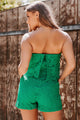 Making Reservations Strapless Lace Romper (Emerald) - NanaMacs