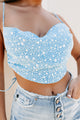 Someday Swoon Star Print Open Back Crop Top (Desert Blue) - NanaMacs