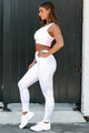 "I Don't Sweat, I Glisten" Iridescent Print Activewear Set (White) - NanaMacs