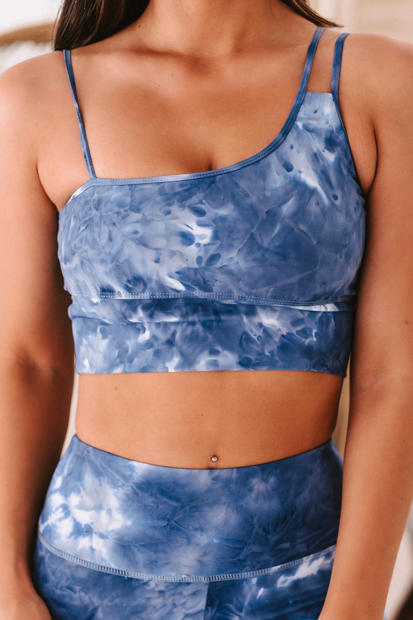 Quiet Meditation Watercolor Print Activewear Set (Blue Cloud) - NanaMacs