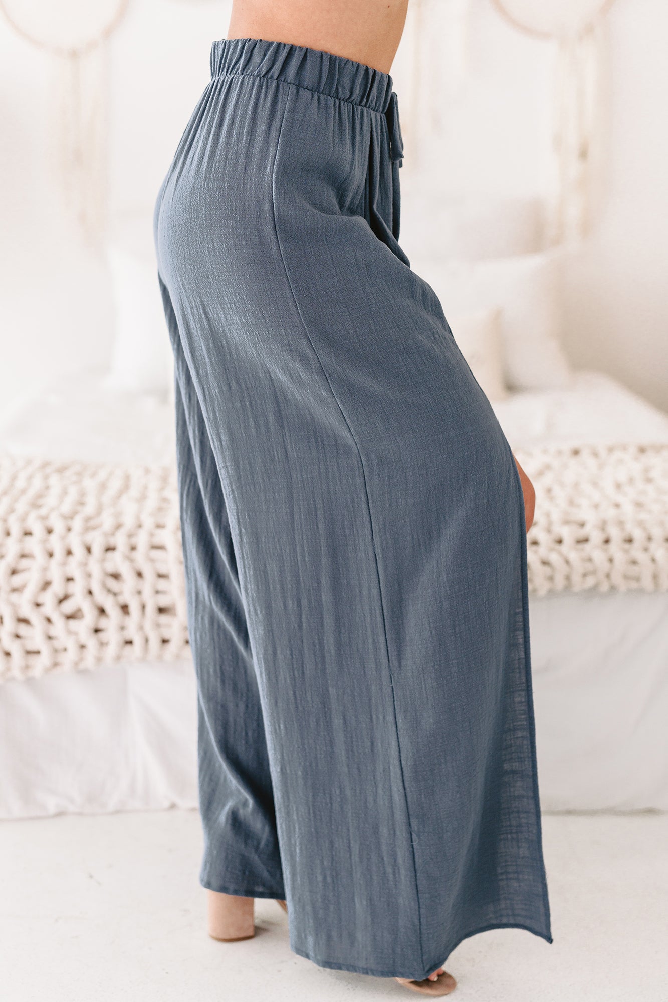 Gwendolyn High Waisted Linen Pants (Teal) · NanaMacs