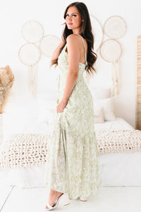 My Beloved Floral Print Maxi Dress (Sage/Off White) - NanaMacs
