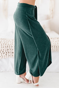 Finding My Center Tie-Front Split Leg Pants (Teal) - NanaMacs