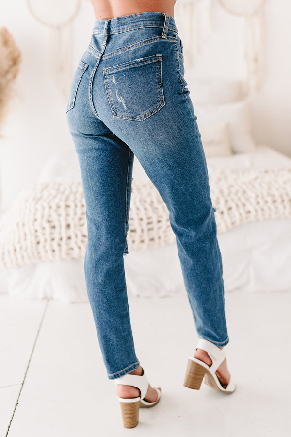 In Casual Company High Rise Distressed Tomboy Jeans (Medium Light) - NanaMacs