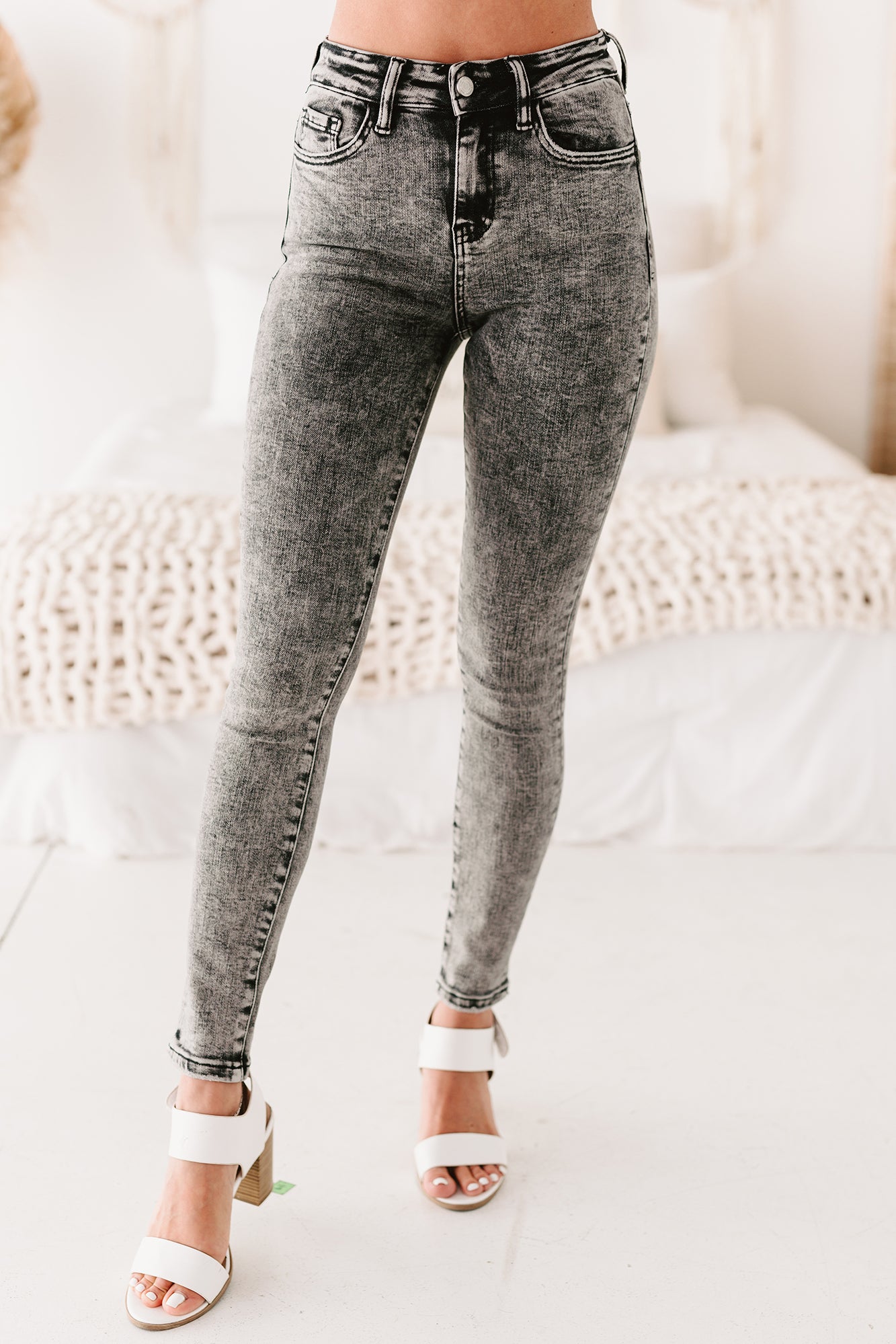 Skinny Jeans Washed Grey Jeans Womens Noisy May Ella High Waist