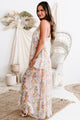 Meaningful Glances Floral Chiffon Halter Maxi Dress (Sand/Lavender) - NanaMacs