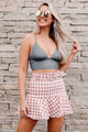 Country Club Connections Belted Gingham Print Skort (Mauve) - NanaMacs