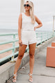 Sandy Shores Mesh/Net Crop Top & Shorts Set (White) - NanaMacs