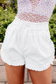 Forever Flattering Ruffled Denim Shorts (White) - NanaMacs