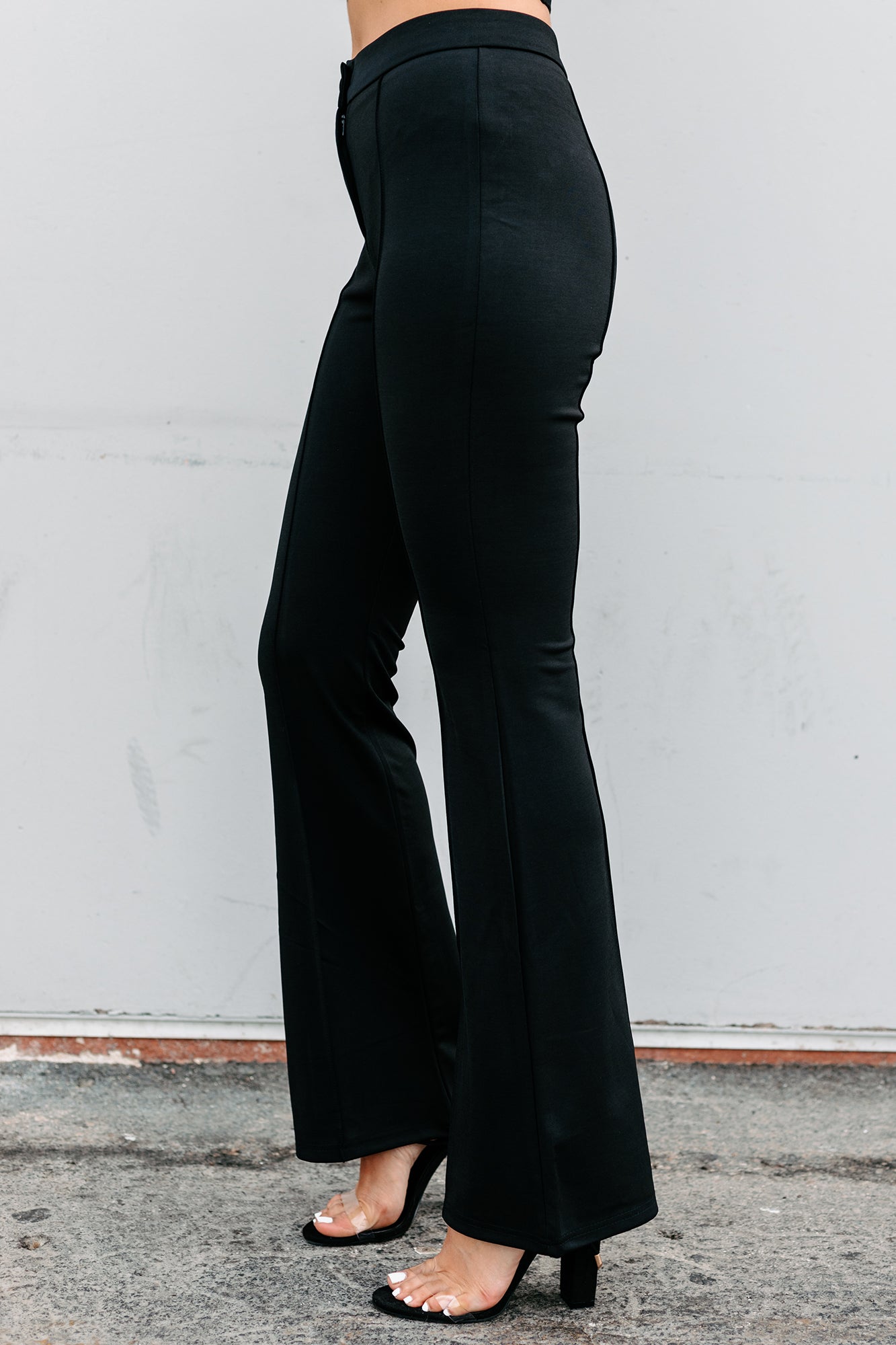 Nightlife Necessity Cropped Corset & Flared Pants Set (Black) - NanaMacs