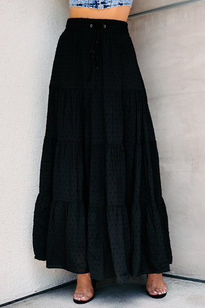 Call It A Crush Swiss Dot Maxi Skirt (Black) - NanaMacs
