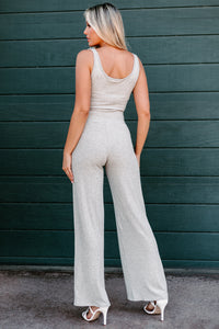 Rest & Relaxation Ribbed Two-Piece Set (Heather Grey) - NanaMacs