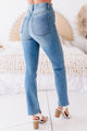 Devin High Rise Straight Leg Sneak Peek Jeans (Medium Light) - NanaMacs