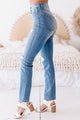 Devin High Rise Straight Leg Sneak Peek Jeans (Medium Light) - NanaMacs