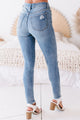 Palmer Sneak Peek Mid-Rise Distressed Frayed Hem Skinny Jeans (Medium Light) - NanaMacs