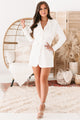 Marlene Chiffon Contrast Blazer Mini Dress (White) - NanaMacs